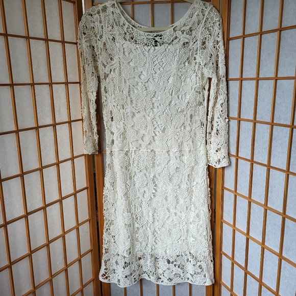 NWT RALPH LAUREN KNEE LENGTH EXCLUSIVE WINTER WHITE CROCHETED COTTON DRESS SMALL - Picture 3 of 14